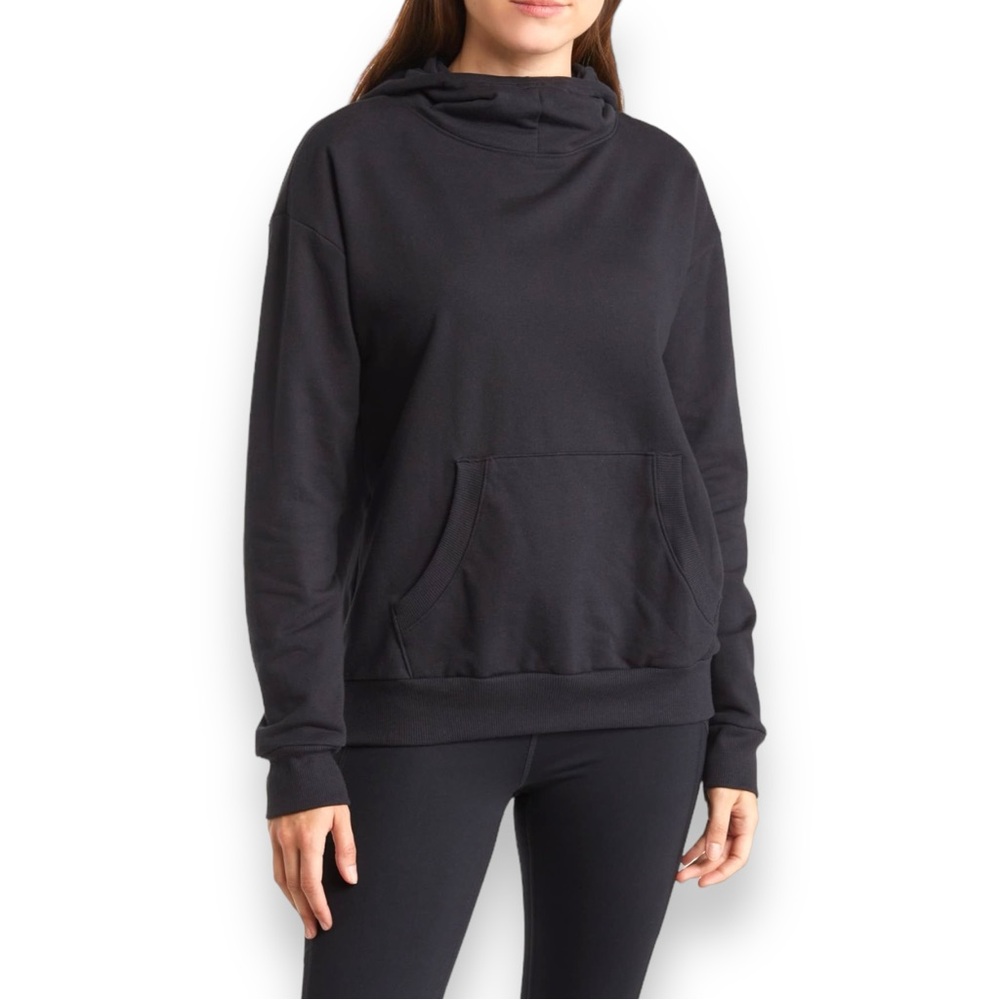Z by ZELLA Freestyle Essential Pullover Hoodie Sweatshirt Top w Pockets - Black